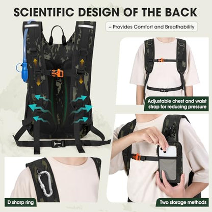RAINSMORE Lightweight Running Hydration Backpack with 2L Water Bladder | Insulated Military Daypack Waterproof Hiking Pack Comfortable & Durable Tactical Chest Rig Men Women Cycling Vest