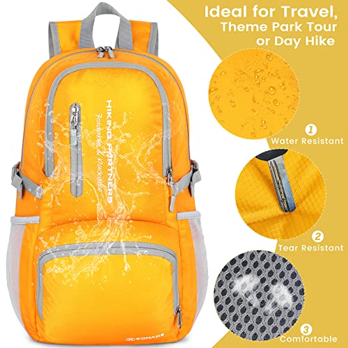 ZOMAKE Lightweight Packable Backpack - 35L Light Foldable Hiking Backpacks Water Resistant Collapsible Daypack for Travel(Yellow New) - color: Yellow New
