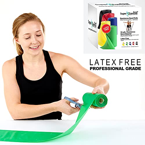 Resistance Band for Working Out | Super Exercise Bands 8,16,24 Yard Bulk Rolls |10 Strengths in Light Medium and Heavy Resistance Bands | Latex Free Workout Bands Including App and e-Book - size: 24 Yards, style: Intermediate Level 1