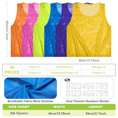 Boyiee Practice Equipment 60 Disc Cones Agility Soccer Cones and 36 Nylon Mesh Pinnies Scrimmage Vests Team Practice Jersey with Carry Bag and Holder for Sports Training Basketball Football Coaching