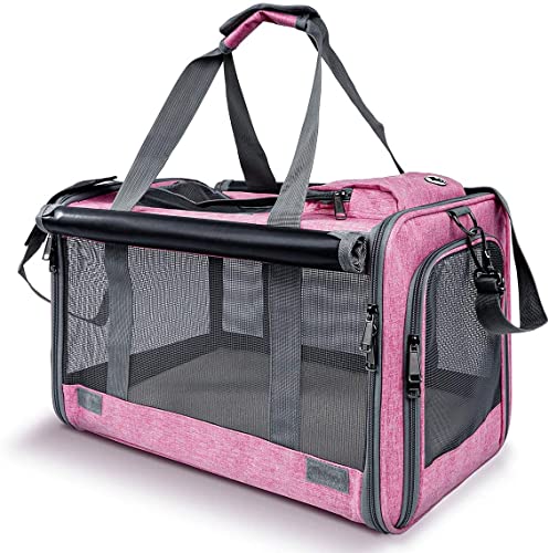 GAPZER Pet Carrier for Large and Medium Cats, Soft-Sided Pet Carrier for Big Medium Cats and Puppy Dog Carriers Cat Carriers, Pet Privacy Protection Travel Carrier - color: Pink
