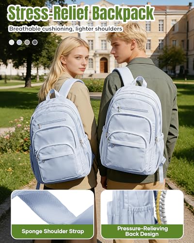 weradar School Backpack For Women Men, Lightweight Casual Daypack College Backpacks, Aesthetic Students Bookbag, Backpack With Lots Of Pockets,Cute High School Bag For Boys Girls(Blue) - color: Blue