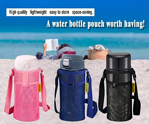 Water Bottle Holder with Strap, Premium Water Bottle Carrier with Strap Easy Clean, Light Water Bottle Carrier Bag, Water Bottle Holder with Pocket for Hiking, Walking, Travel - color: pink & black&blue