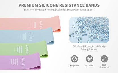 Silicone Resistance Loop Bands – Latex-Free No-Slip Glute Booty Bands – 2-Pack, Physical Therapy, Post-Op, Yoga Pilates Workout & Stretching