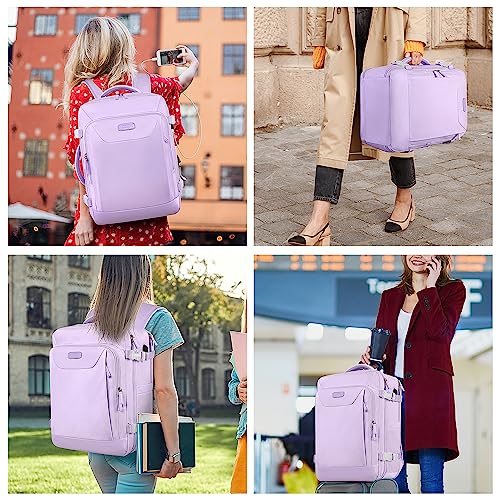 Carry on Backpack, 40L Flight Approved Large Travel Laptop Backpack, 17 Inch Water Resistant Luggage Computer Daypack College Weekender Overnight Bag for Men & Women, purple - color: Purple