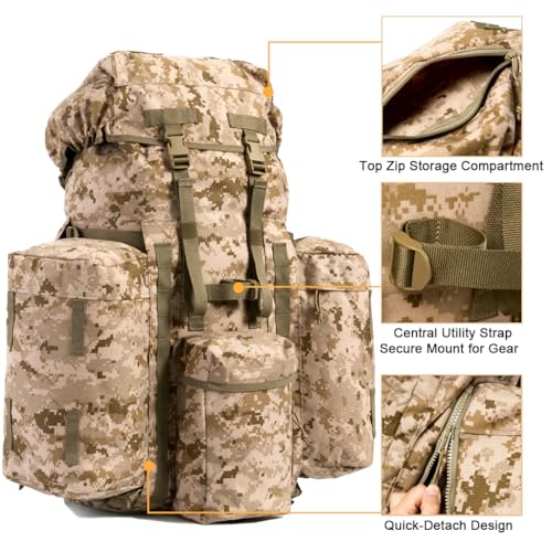 MT PLCE Tactical Backpack with Internal Frame, Military Rucksack for Outdoor, Hiking, Survival Pixel Desert - color: Marpat Desert