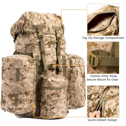 MT PLCE Tactical Backpack with Internal Frame, Military Rucksack for Outdoor, Hiking, Survival Pixel Desert - color: Marpat Desert
