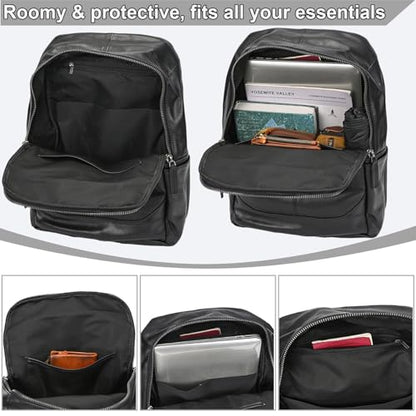 Genuine Leather Backpack for Men & Women - 15.6 Inch Laptop Backpack, Durable Business Commute Bag with Multi-Pockets for Travel & Office - color: Y80&15y Black