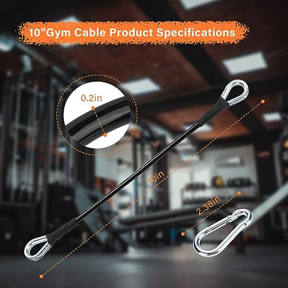 10" Gym Cable Extension Compatible with Bowflex Home Gym Accessories,for LAT/Tricep Pull Down and Leg Extensions Machine - size: 10'' 2PCS