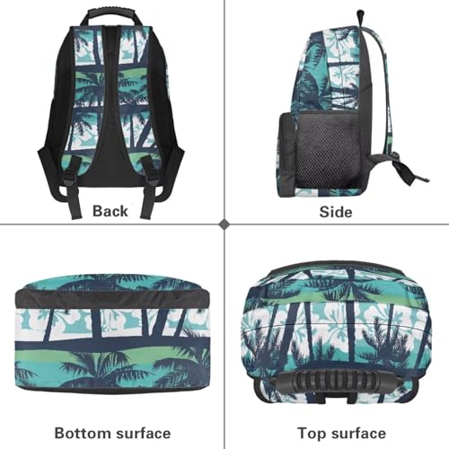 Island Coconut Flower Print Lightweight Laptop Backpack for Daily Use - School Bagpack with Two Side Water Bottle Pockets, Adjustable Shoulder Straps and Breathable Back(17.3x12.2x5.9in) - color: Island Coconut Flower Print