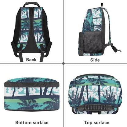 Island Coconut Flower Print Lightweight Laptop Backpack for Daily Use - School Bagpack with Two Side Water Bottle Pockets, Adjustable Shoulder Straps and Breathable Back(17.3x12.2x5.9in) - color: Island Coconut Flower Print