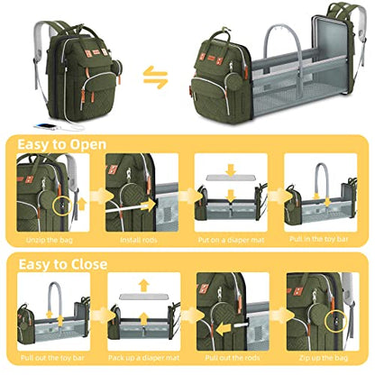 ISMGN Diaper Bag Backpack with Changing Station, Large Diaper Bag, Baby Bag, Multifunctional Diaper Bag, ARMYGREEN - color: Upgrade Armygreen