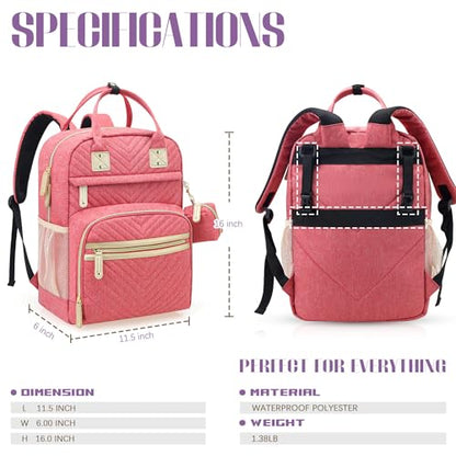 Tuwubi Diaper Bag Backpack, Baby Essentials Travel Tote Bag, Multi function Waterproof Backpacks, Travel Essentials with Stroller Straps & Pacifier Case - Pink - color: Pink, size: Medium