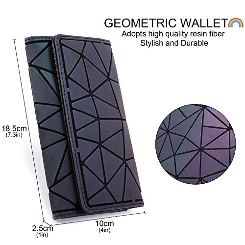 LOVEVOOK Geometric Luminous Purses and Handbags for Women Holographic Reflective Crossbody Bag Wallet - color: Flapped Wallet