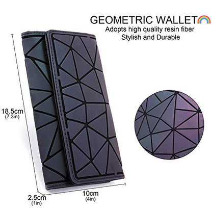 LOVEVOOK Geometric Luminous Purses and Handbags for Women Holographic Reflective Crossbody Bag Wallet - color: Flapped Wallet