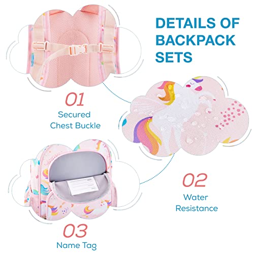 mommore Kids Backpack for Boys Girls 4-8 Kindergarten Elementary School Backpack with Lunch Box - 15” H Fit Folder - color: A-red Cherry, style: 3 Pcs
