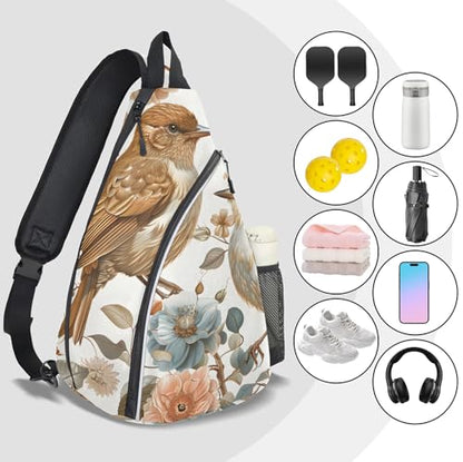 Pickleball Bag for Women Men Adjustable Crossbody Sling Backpack Hold Pickleball Paddle Water Bottle - color: Multicolor 15
