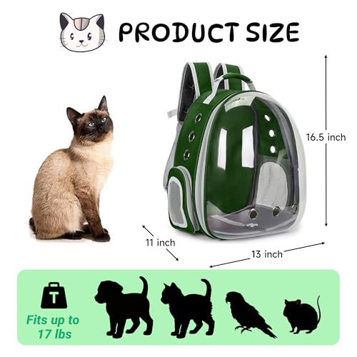 Cat Bubble Backpack Carrier for Small Medium Dogs Cats Carrying Bag, Airline Approved Pet Travel Carrying Bag Dog Hiking Walking Outdoor Backpack (Dark Green) - color: Dark green