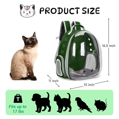 Cat Bubble Backpack Carrier for Small Medium Dogs Cats Carrying Bag, Airline Approved Pet Travel Carrying Bag Dog Hiking Walking Outdoor Backpack (Dark Green) - color: Dark green