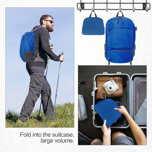HOLYLUCK 20L Lightweight Packable Hiking Daypack Foldable Backpack for Men Women Small Travel Outdoor Foldable Shoulder Bag-blue - color: Blue