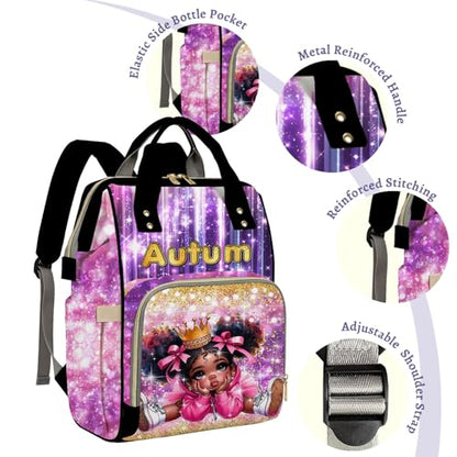 Custom Diaper Bag with Name,Personalized Diaper Bag Backpack &Insulated Water Bottle Mother Gift,Custom Monogram Baby Travel Bag Nursing Diaper Mommy Backpack with Adjustable Shoulder Straps Nappy Bag - color: Design 18