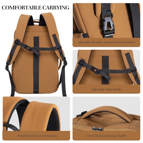 Timeet Travel Backpack for Women Men, 32L 4 In 1 Carry on Luggage Backpack, TSA Friendly Flight Approved 17 Inch Laptop Backpack, Waterproof Travel Bag for Work School Camping Hiking, Warm Brown - color: Warm Brown