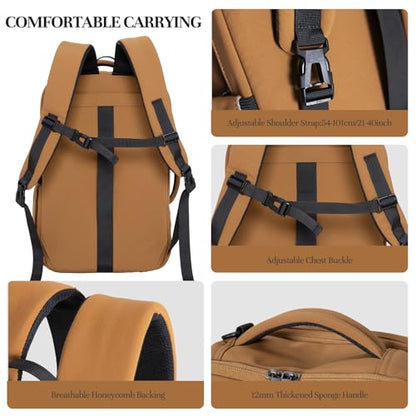 Timeet Travel Backpack for Women Men, 32L 4 In 1 Carry on Luggage Backpack, TSA Friendly Flight Approved 17 Inch Laptop Backpack, Waterproof Travel Bag for Work School Camping Hiking, Warm Brown - color: Warm Brown