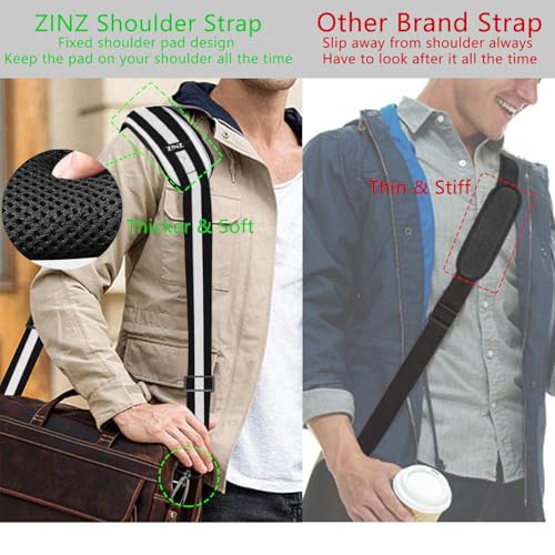 ZINZ 79 inch Shoulder Strap, Extra-thick Fixed Cushion Pad and Dual Clasps Universal Replacement Strap with Metal Swivel Hooks for Laptop Bags, Luggage Bags, Camera, Crossbody(Stripes-BkWBk) - color: Stripes-bkwbk