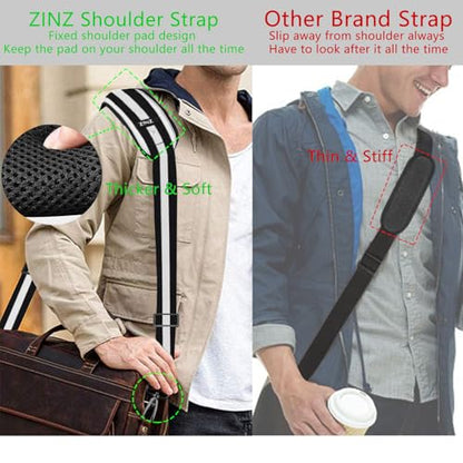 ZINZ 79 inch Shoulder Strap, Extra-thick Fixed Cushion Pad and Dual Clasps Universal Replacement Strap with Metal Swivel Hooks for Laptop Bags, Luggage Bags, Camera, Crossbody(Stripes-BkWBk) - color: Stripes-bkwbk