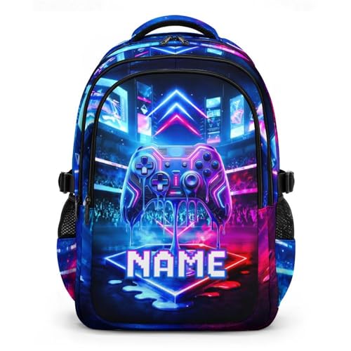 Personalized Gaming Backpack for Kids Teens School Backpacks for Boys Game Lovers, Lightweight Gamer Bookbag for Kindergarten Primary Middle - color: Sliver