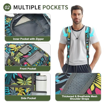 20L Lightweight Hiking Daypack, Foldable Travel Packable Backpack for Men Women for Cycling Camping Outdoor (Leaf Print) - color: Leaf Print