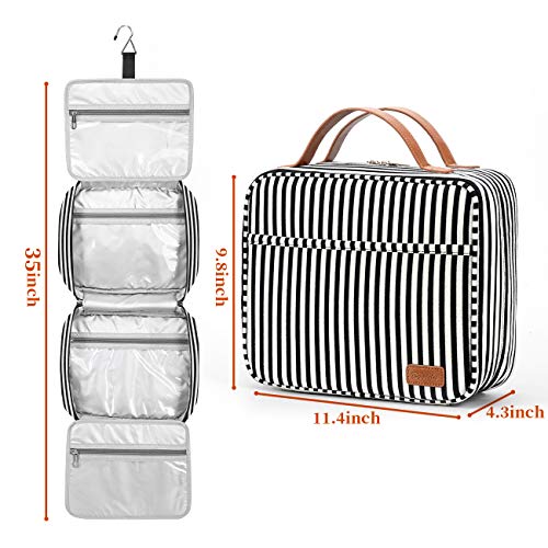 Bosidu Hanging Travel Toiletry Bag,Large Capacity Cosmetic Travel Toiletry Organizer for Women with 4 Compartments & 1 Sturdy Hook,Perfect for Travel/Daily Use/Christmas - color: M-black
