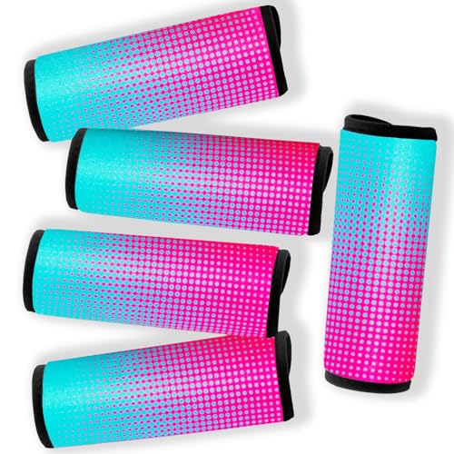 5 Pack Neoprene Luggage Handle Wraps Bright Luggage Tags/Identifiers/Marker/Grips Travel Accessories for Airplane/Flying/Luggage (Gradient Dot) - color: Gradient Dot