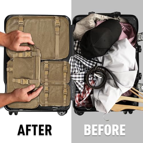 4 Set Tactical Packing Cubes ，Compressible Mesh Duffle Storage Bag,Portable Edc Molle Pouch Organizer. - color: CB