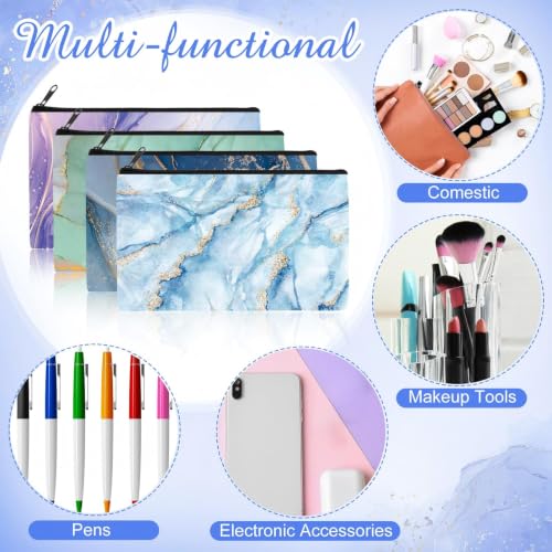 Reginary 20 Pcs Makeup Bags Gifts for Women Canvas Cosmetic Bags with Zipper Bulk Gift for Women Travel Purse Organizer Pouch Accessory, Toiletry Large Capacity, 7 x 4.3 Inch(Marble) - style: Marble