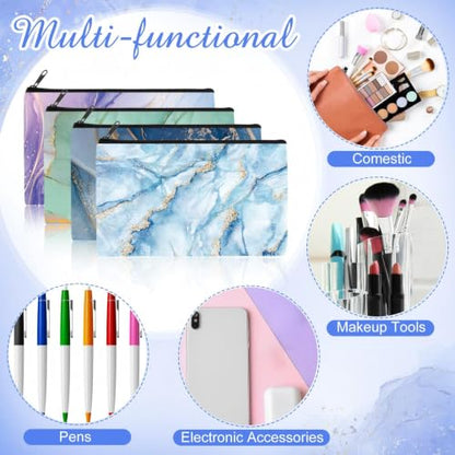 Reginary 20 Pcs Makeup Bags Gifts for Women Canvas Cosmetic Bags with Zipper Bulk Gift for Women Travel Purse Organizer Pouch Accessory, Toiletry Large Capacity, 7 x 4.3 Inch(Marble) - style: Marble