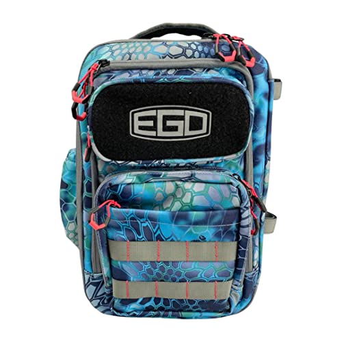 Ego Kryptek Tactical Fishing Sling Pack with 3 Tackle Trays, Camo | 1000D Nylon, Rod Holder, Molle Loops, Water Resistant Storage, Bottle Holder - color: Pontus, size: Sling Bag - Regular