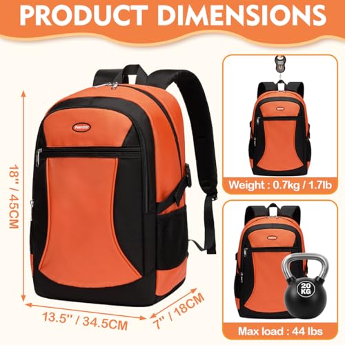 Kids Backpack Big Boys Bookbag Middle Junior High College Student Back to School Teen Teenage Youth Schoolbag Ages 8-12 10-12 12-14 Years Old Mochilas Escolares Para Adolescentes Men Large 18 Inch - color: Orange