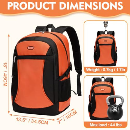 Kids Backpack Big Boys Bookbag Middle Junior High College Student Back to School Teen Teenage Youth Schoolbag Ages 8-12 10-12 12-14 Years Old Mochilas Escolares Para Adolescentes Men Large 18 Inch - color: Orange