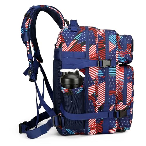 45L Military Tactical Backpacks 3 Days Assault PackBag Fitness Rucksack Hiking Molle Daypack (Spliced Flag) - color: Spliced Flag