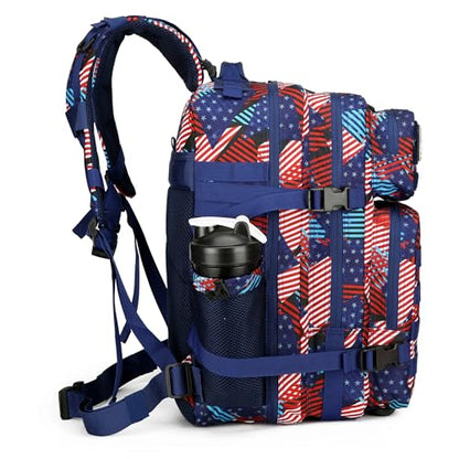 45L Military Tactical Backpacks 3 Days Assault PackBag Fitness Rucksack Hiking Molle Daypack (Spliced Flag) - color: Spliced Flag