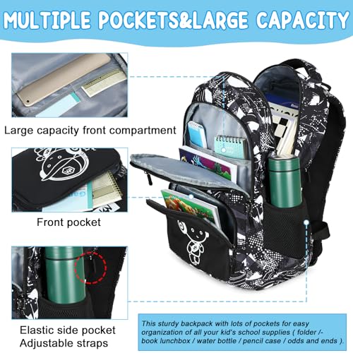 Bluboon Kids Backpack Boys Camo Bookbag Teens Elementary School Bag Daypack Travel Back Pack Middle school (Grey Graffiti) - color: Grey Graffiti