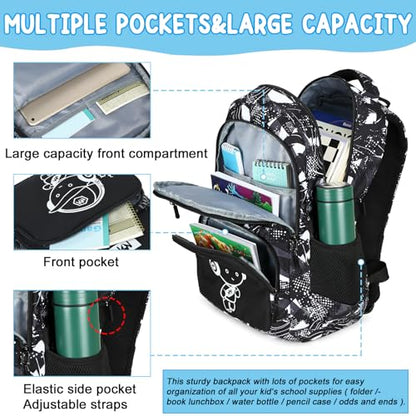 Bluboon Kids Backpack Boys Camo Bookbag Teens Elementary School Bag Daypack Travel Back Pack Middle school (Grey Graffiti) - color: Grey Graffiti