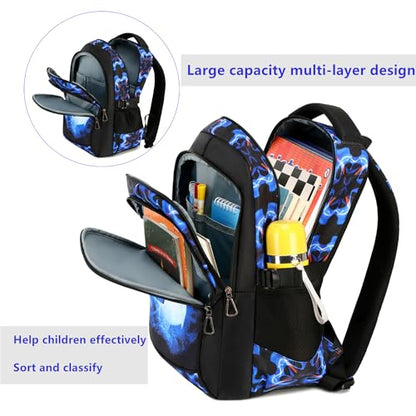 mezhsa Boys Backpack Kids Bookbag Durable Elementary Middle School Bags Soccer 18in (X-Blue) - color: X-blue