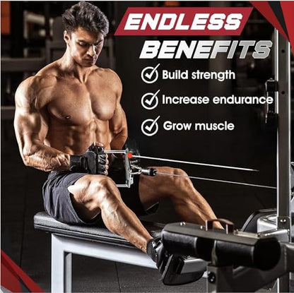 Yes4All Cable Machine Attachment, Row Handles, Tricep Rope, Straight Bar, V Bar, LAT Pulldown Accessories Load 880 LB for Home Gym - color: C. Double D Handle + Vshape Bar with Rubber