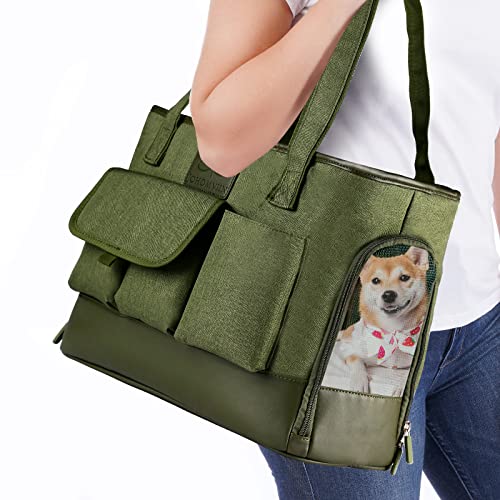 Dog Carrier, Cat Carrier, Pet Carrier, Foldable Waterproof Premium Oxford Cloth Dog Purse, Portable Bag Carrier for Small to Medium Cat and Small Dog - color: Green