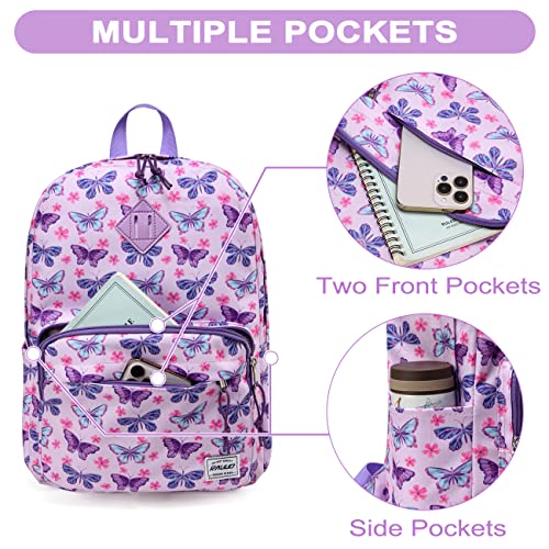RAVUO School Backpack, Lightweight Classic Bookbag Casual Daypack for Men Women - color: Butterfly