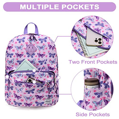 RAVUO School Backpack, Lightweight Classic Bookbag Casual Daypack for Men Women - color: Butterfly