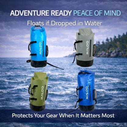 Malo’o 45L Waterproof Dry Bag Backpack – Heavy Duty Roll Top Fishing & Beach Backpack, IPX6 Water Resistant Gear Bag for Kayaking, Camping, Surf, Travel & Outdoor Adventure - color: Gray