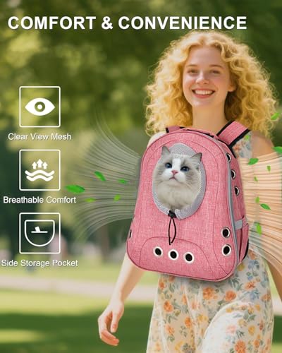 Small Dog Cat Chest Backpack Carrier,Large Space Ventilated Front Facing Backpack Carrier for Puppy,Lightweight Doggy Backpack for Hiking,Camping,Travel,Outdoor,Max 12 lbs(Pink) - color: Pink